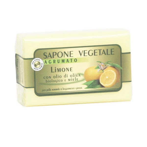 Sapone vegetale: Limone con olio di oliva biologico e miele d’acacia – 150gr